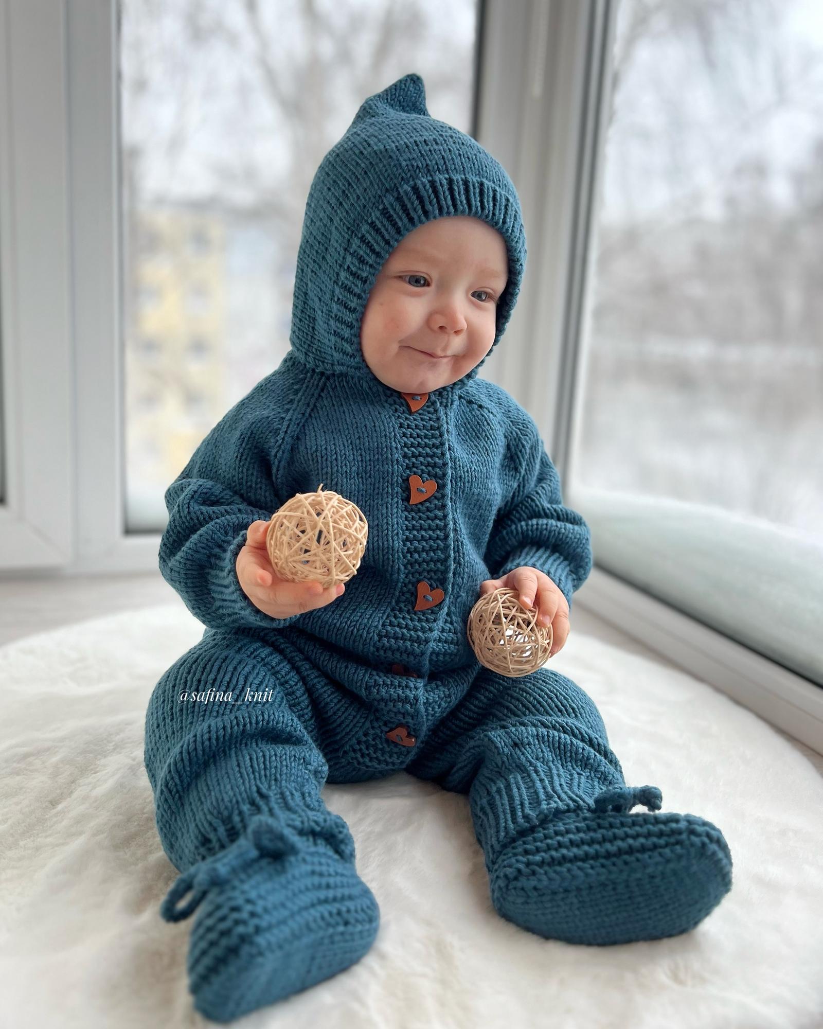 Комбинезон + пинетки из мериноса на 6-9 месяцев