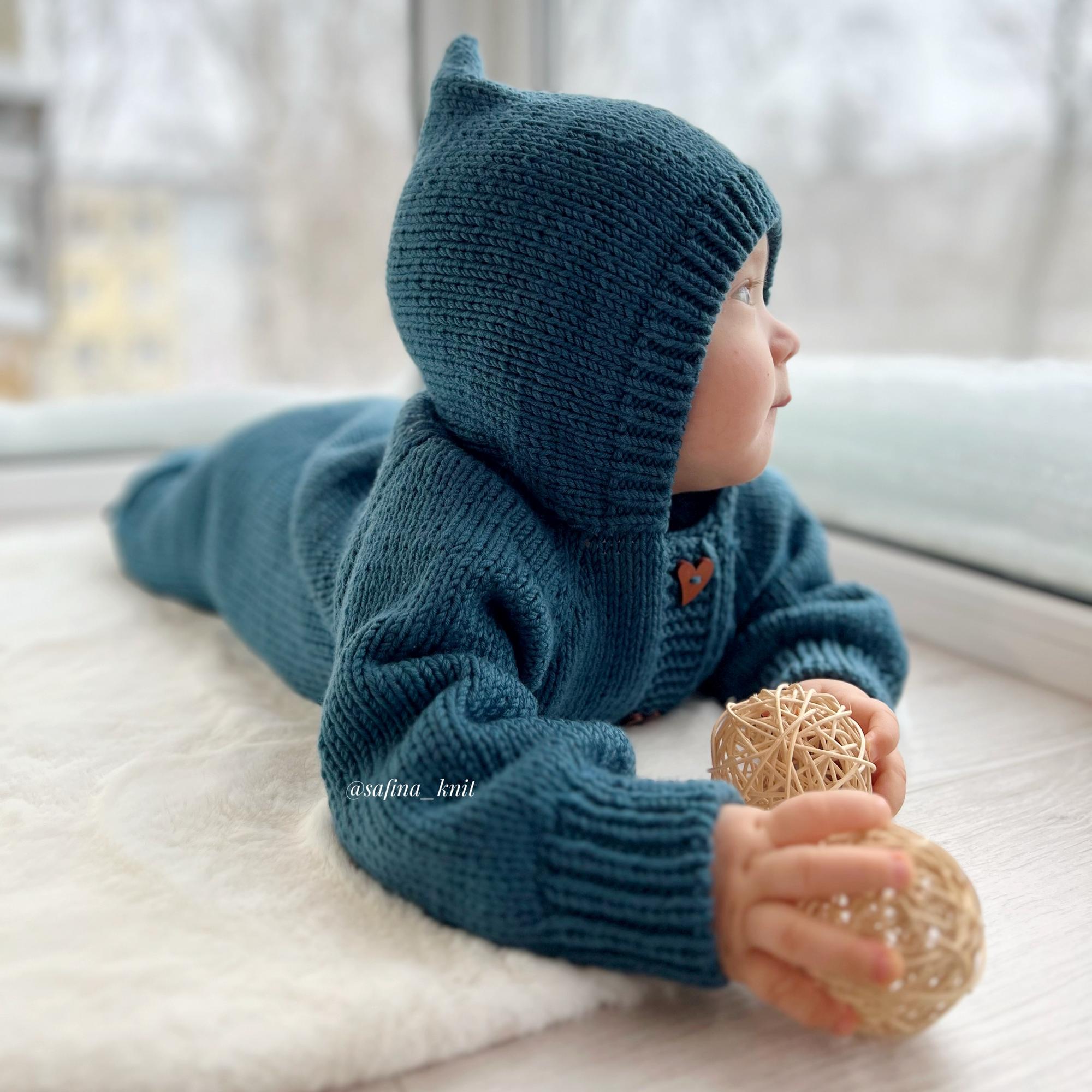 Комбинезон + пинетки из мериноса на 6-9 месяцев