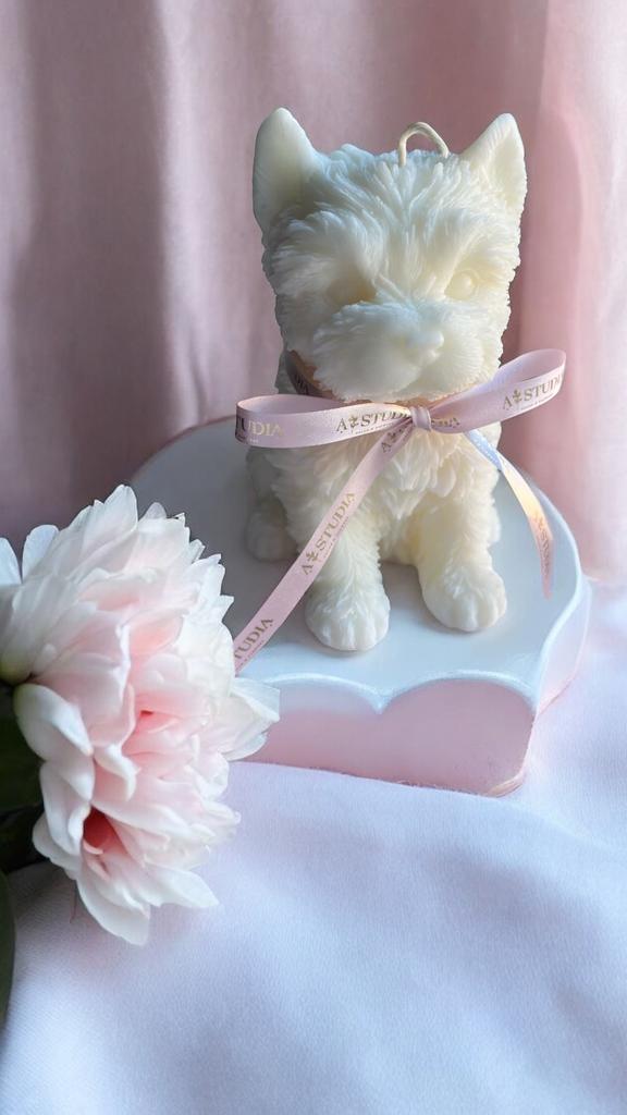 Свеча Йоркширский терьер белый