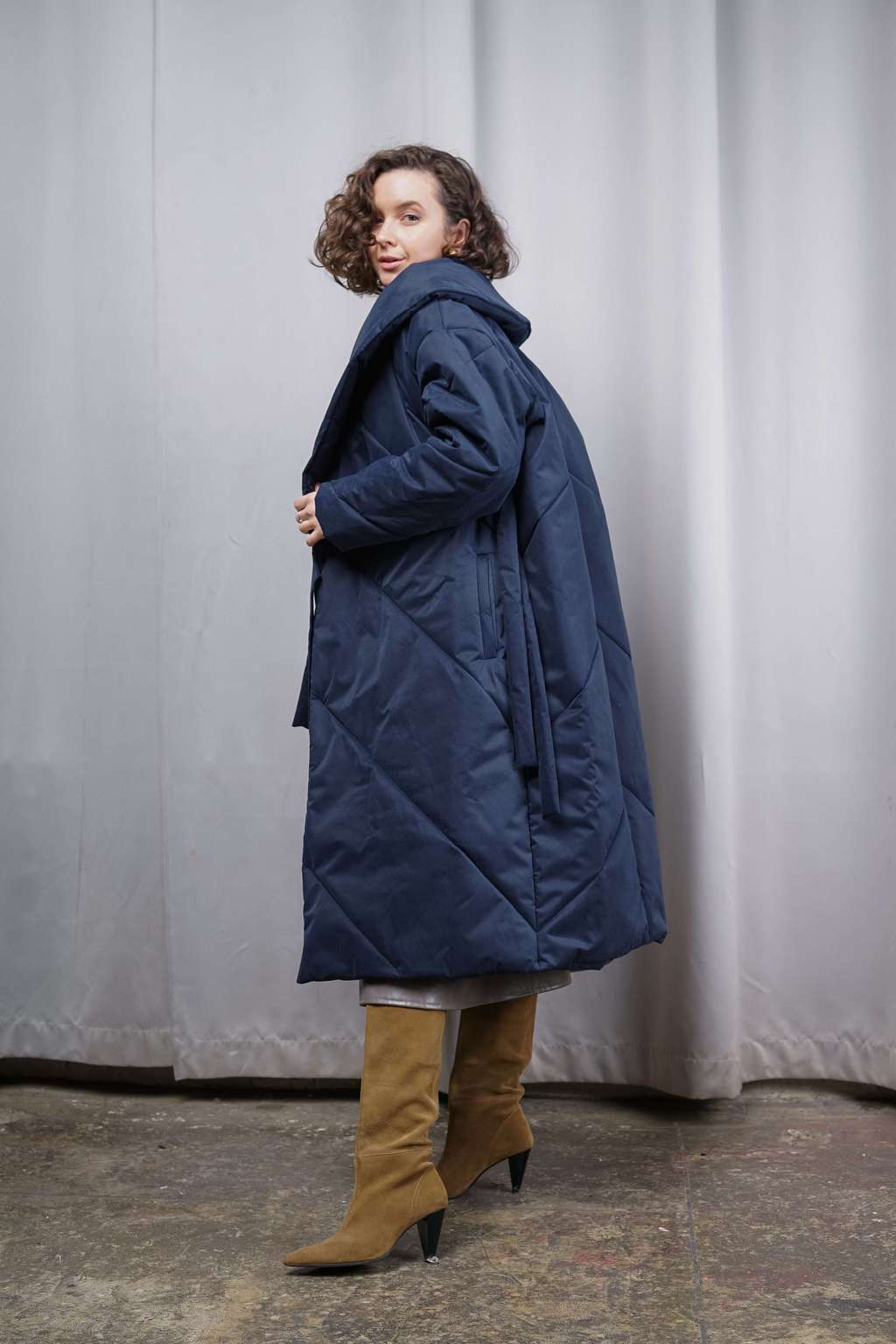 Пальто-пуховик с мембраной в оттенке нэви
