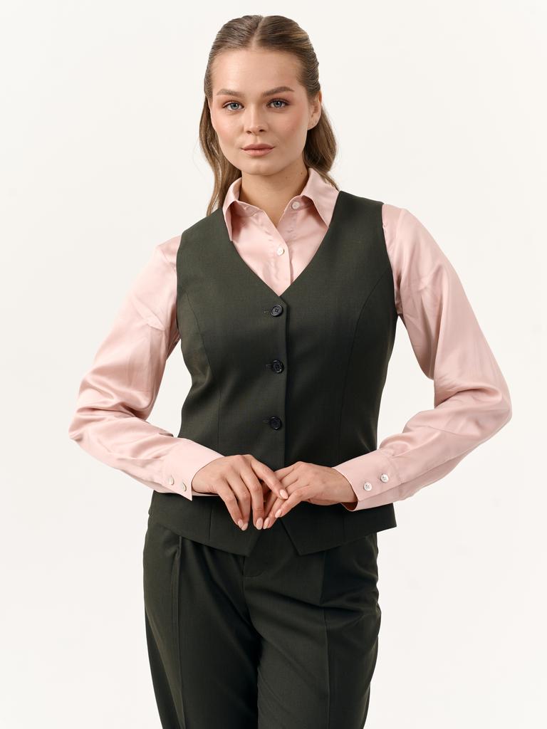 Приталенный жилет - Бутылочный