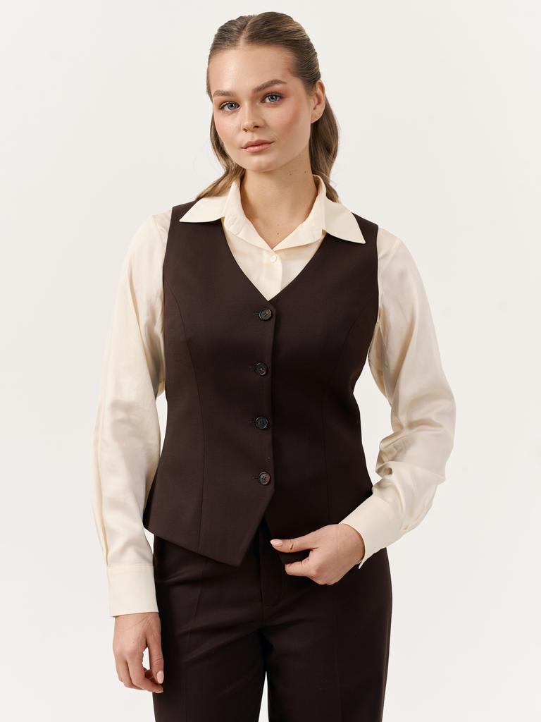 Приталенный жилет- Шоколад