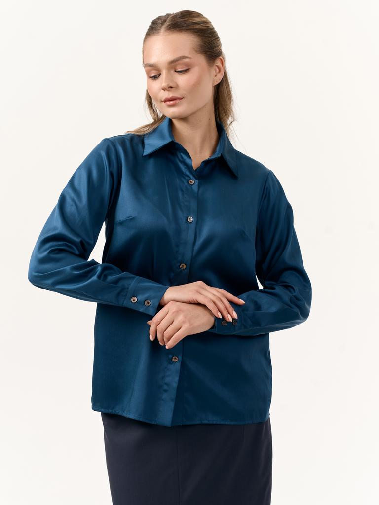 Блузка с длинным рукавом  - Синий