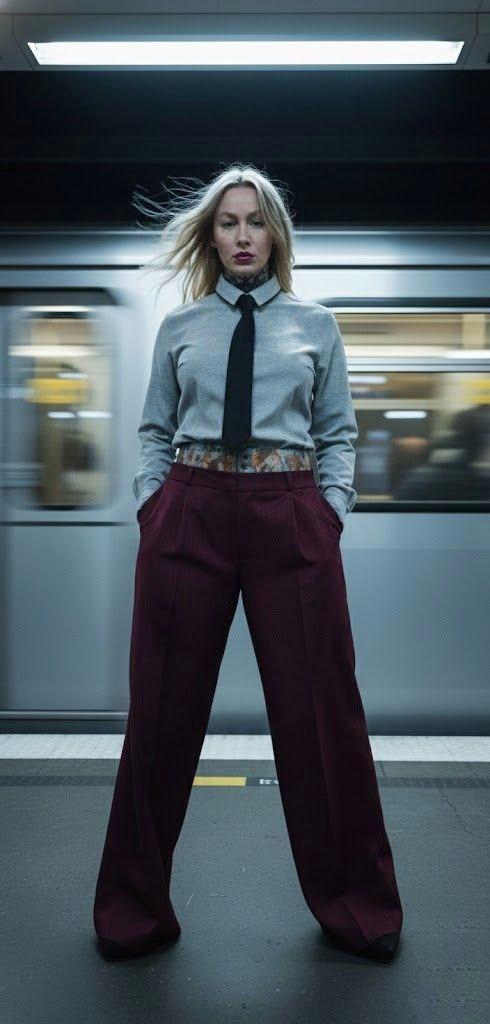 THE REBELLION Брюки с двойным поясом бордо