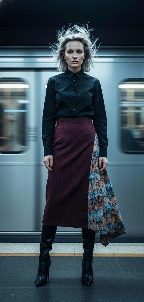 THE REVOLT Ассиметричная юбка бордо