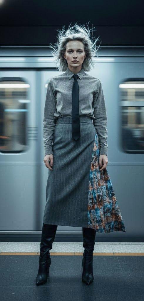 THE REVOLT Ассиметричная юбка серый