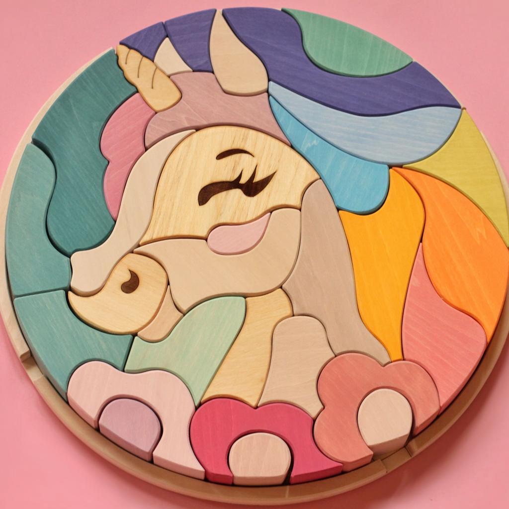 Большой пазл "Единорог" цвет Пастельный