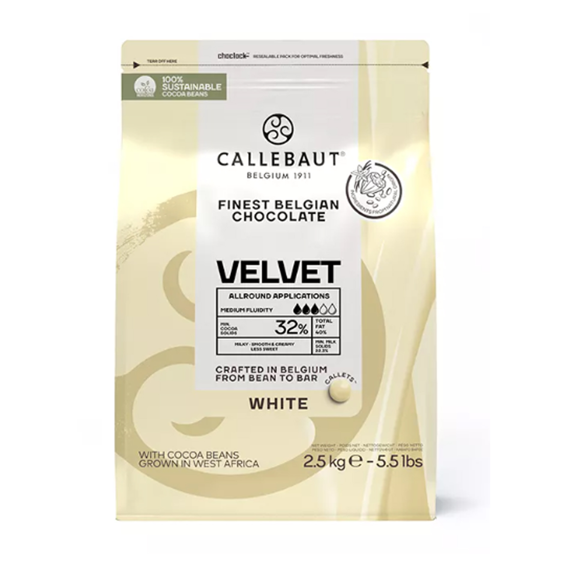Шоколад белый 33,5% Callebaut Velvet W3