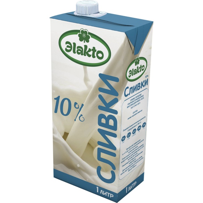 Сливки Элакто 10% ГОСТ 1л.