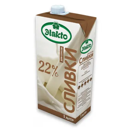 Сливки Элакто 22% ГОСТ 1л.
