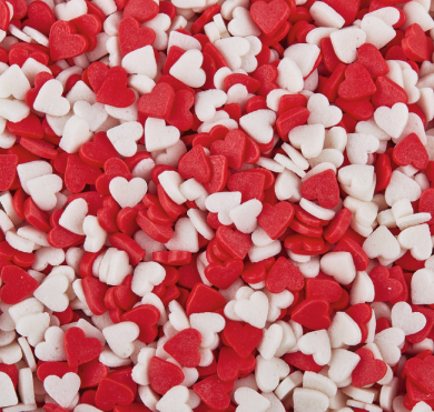Посыпка Сердечки красно-белые МИНИ