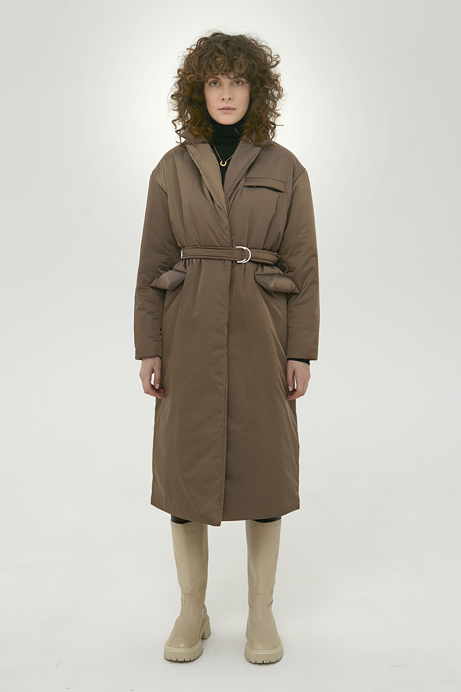 Пальто утепленное PAOLA I  цвета "орех"