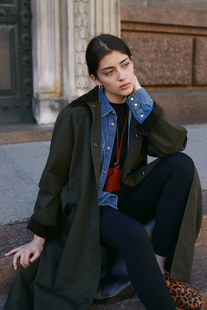 Тренч  SANDRA с вельветовым воротником