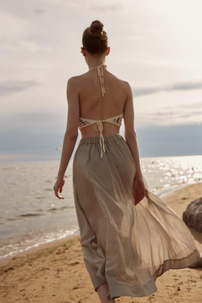 Юбка миди расклешенная из шелковой вуали