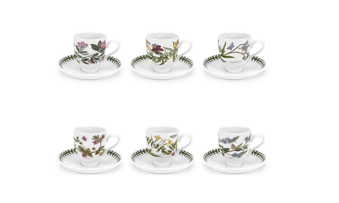 Portmeirion. Набор 6 пар. Кружка кофе 110 мл с блюдцем