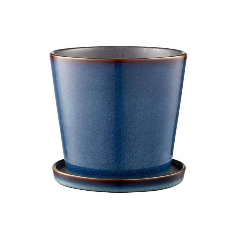 Bitz Gastro dark blue/black. Цветочный горшок с подставкой 14x12,5 см