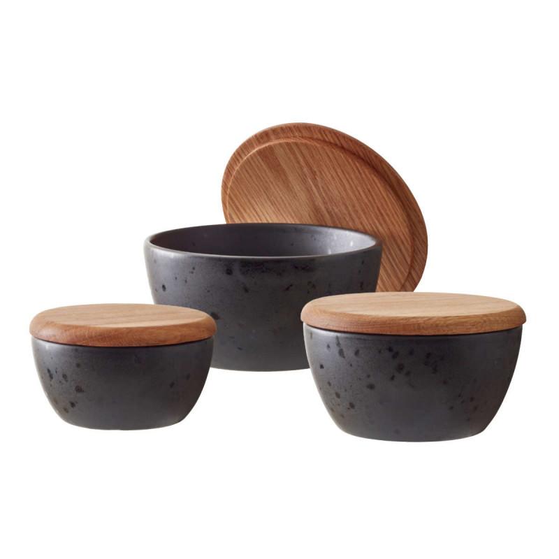 Bitz Gastro black. Чаша с крышкой, набор 3-предм. 10/12/14 см