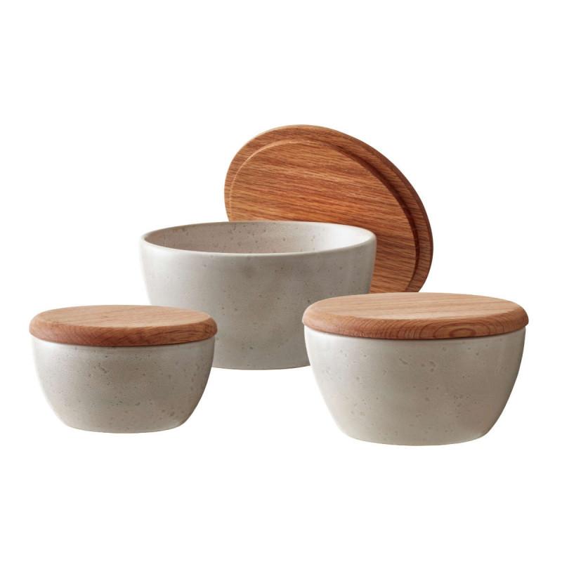 Bitz Gastro matte cream. Чаша с крышкой, набор 3-предм. 10/12/14 см