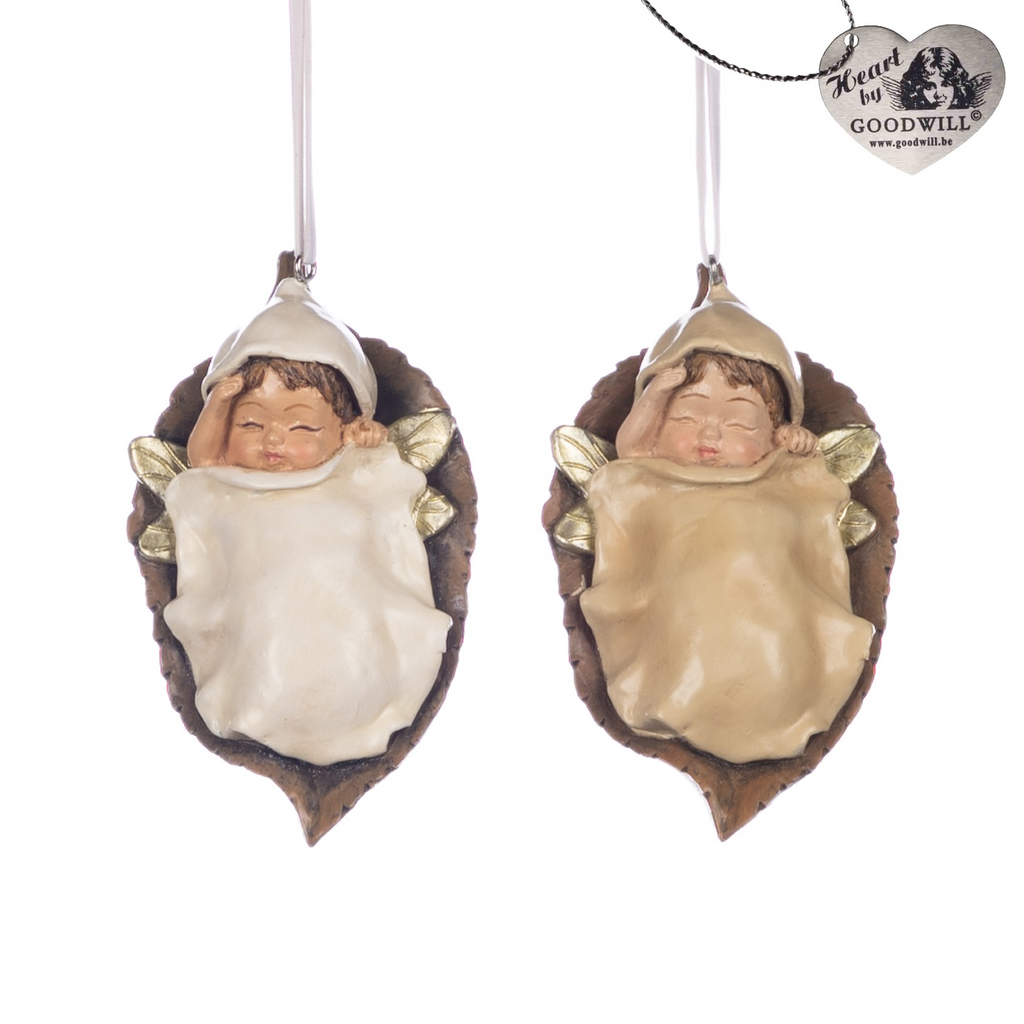 Goodwill. Елочные игрушка 'детский сон на листике' 12 см, ассорти