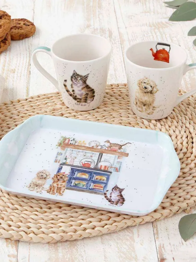 Royal Worcester Wrendale. Набор: 2 мини-кружки 180 мл, поднос 'Country Kitchen'