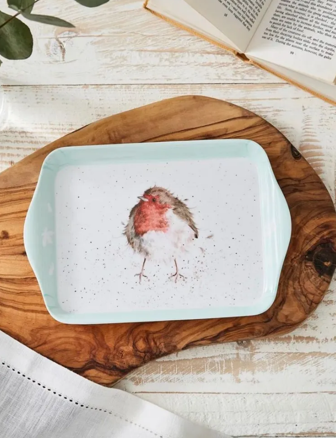 Royal Worcester Wrendale.  Поднос 'Robin' меламин, 21x14 см