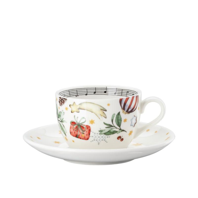 Hutschenreuther Christmas Carols 2025. Чашка для каппучино с блюдцем 220 мл