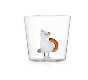 Ichendorf Tabby Cat. Стакан с белой кошкой и янтарным хвостом 8x8,5 см N2