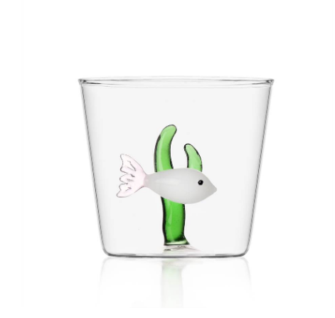 Ichendorf Marine Garden. Стакан 'белая рыба в зеленых водорослях' 8x8,5 см