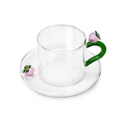 Ichendorf Fruits and Flowers. Чайная чашка с блюдцем и клубникой 7x8 см