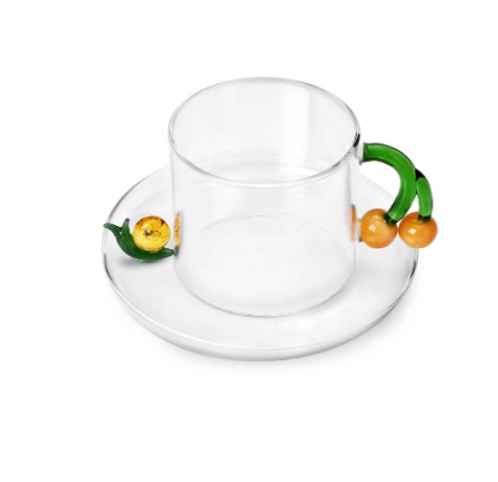 Ichendorf Fruits and Flowers. Чайная чашка с блюдцем желудями и улиткой 7x8 см