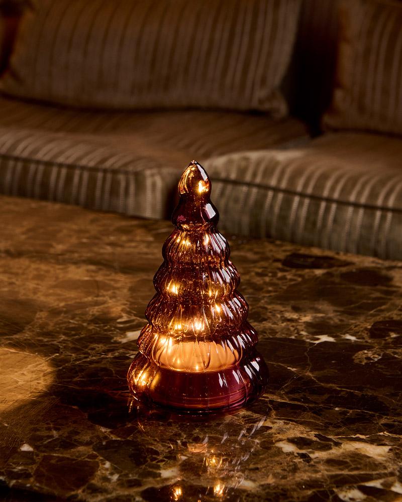 Sirius Winterlights 2025. Елочка с 10 светодиодными лампами, цвет: бордовый, 16,5 см