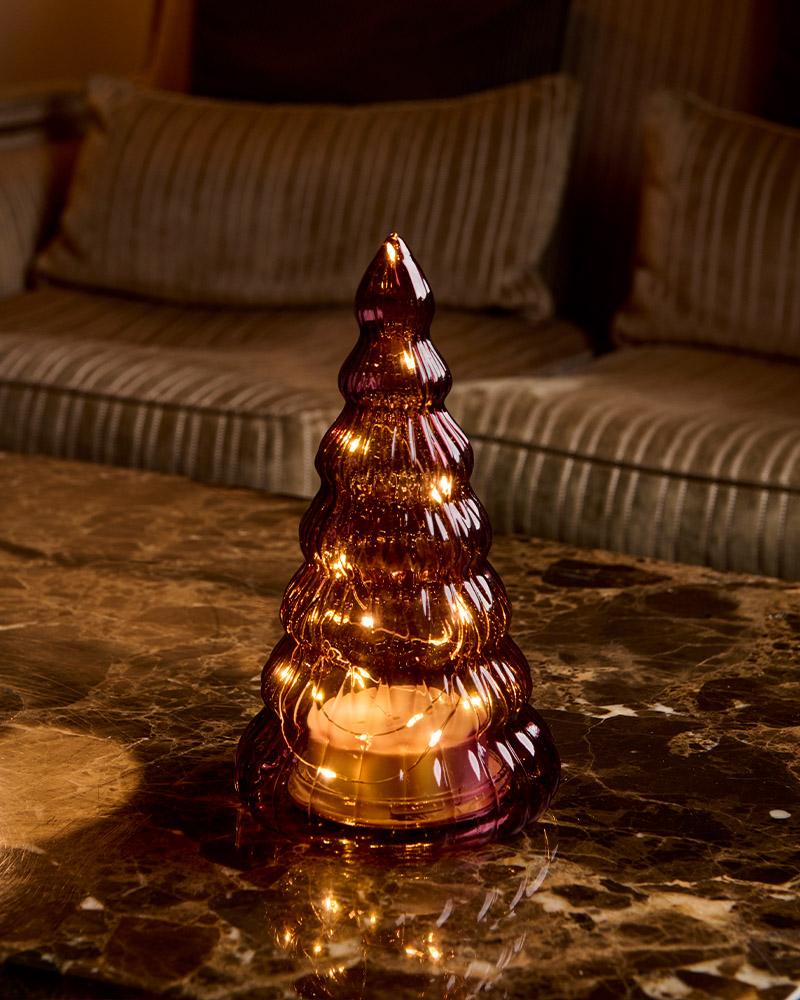 Sirius Winterlights 2025. Елочка с 15 светодиодными лампами, цвет: бордовый, 23,5 см