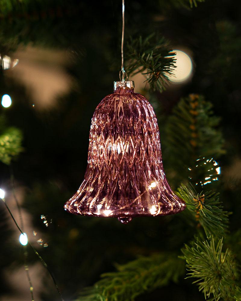 Sirius Winterlights 2025. Колокольчик с 5 светодиодами, цвет: бордовый, 10 см