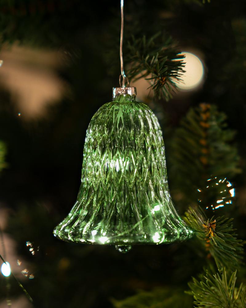 Sirius Winterlights 2025. Колокольчик с 5 светодиодами, цвет: зеленый, 10 см
