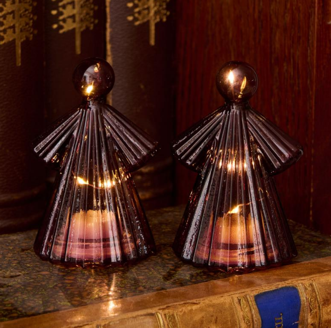 Sirius Winterlights 2025. Набор: 2 ангела, цвет: бордовый, 10 см