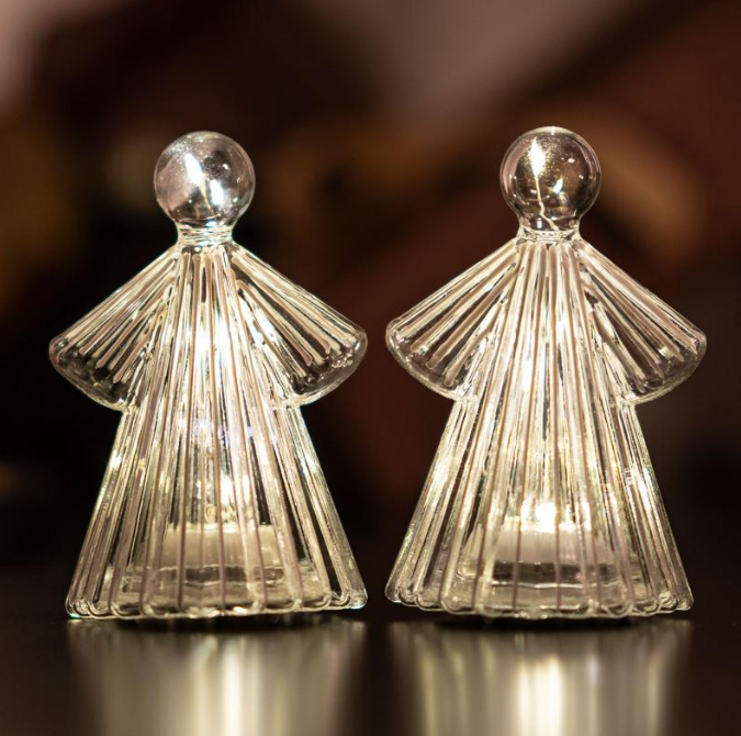 Sirius Winterlights 2025. Набор: 2 ангела, цвет: прозрачный/белый, 10 см