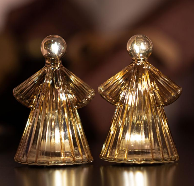 Sirius Winterlights 2025. Набор: 2 ангела, цвет: янтарь, 10 см