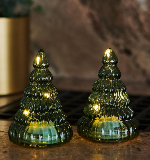 Sirius Winterlights 2025. Набор: 2 елочки с 3 светодиодами, цвет: зеленый, 9 см