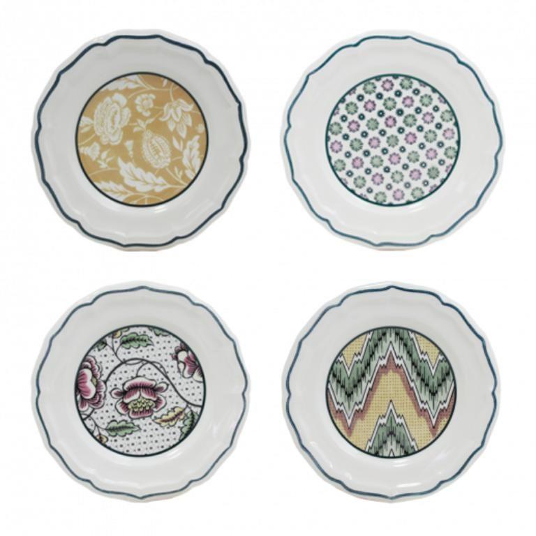 Gien Dominote. Набор: 4 тарелки для канапе 16,5 см