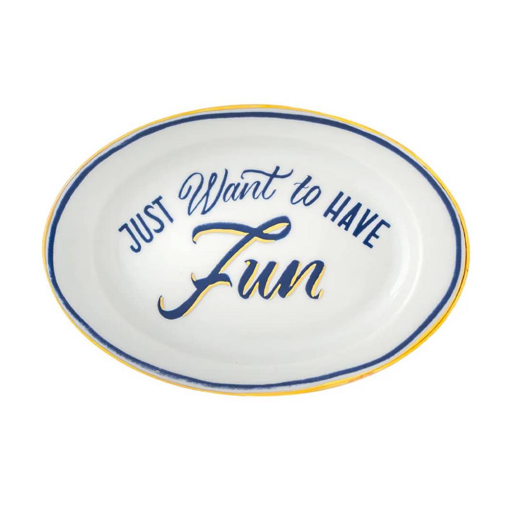 Bitossi Home The club. Блюдо овальное 'JUST WANT TO HAVE FUN' 19,5x13 см