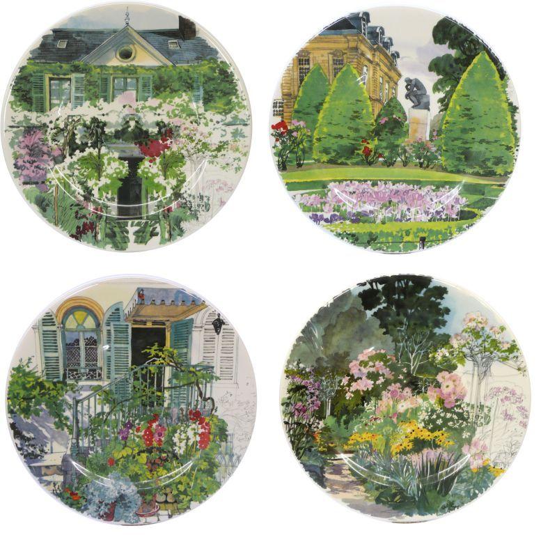 Gien GIVERNY.  Набор: 4 десертные тарелки 23 см