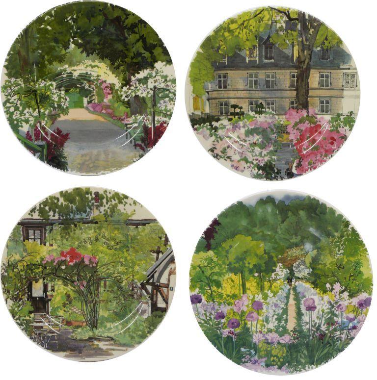 Gien GIVERNY.  Набор: 4 тарелки для канапе 16 см