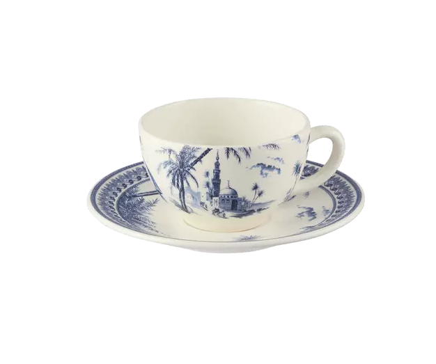 Gien LES DEPAREILLEES bleu. Набор: 2 чайные чашки с блюдцем