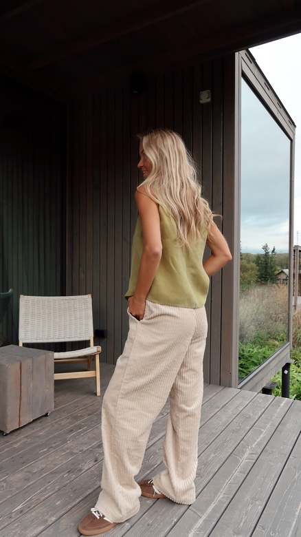 Брюки из хлопкового вельвета  молочного цвета