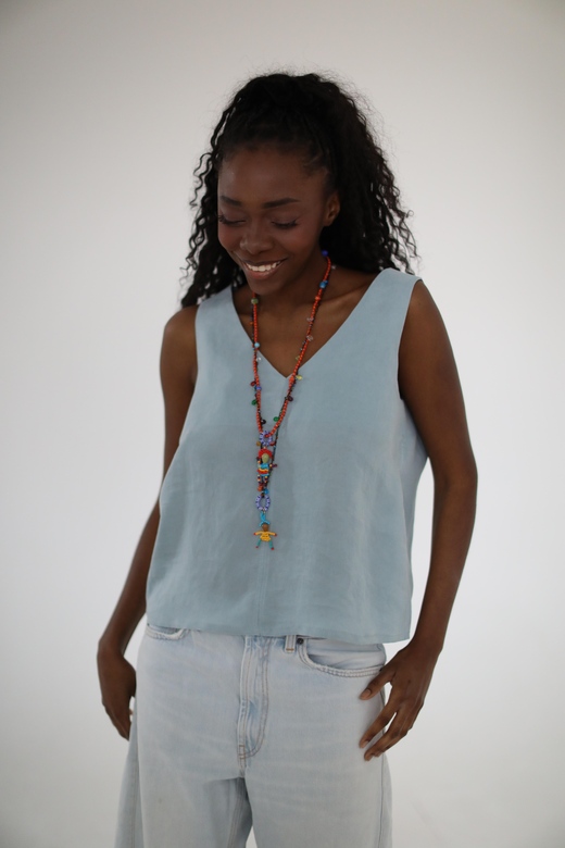 Топ из купры «Симпл» голубого цвета