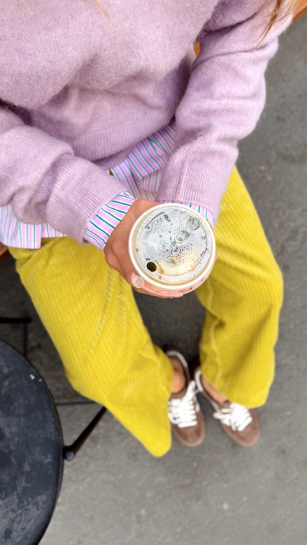 Укорочённые брюки из хлопкового вельвета лаймового цвета