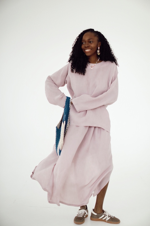 Юбка из купры цвета розового тумана