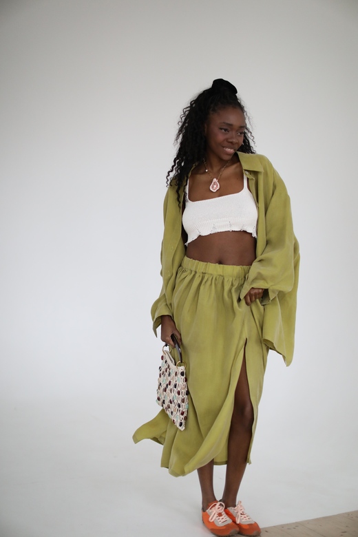 Рубашка "Симпл" из купры цвета лайма