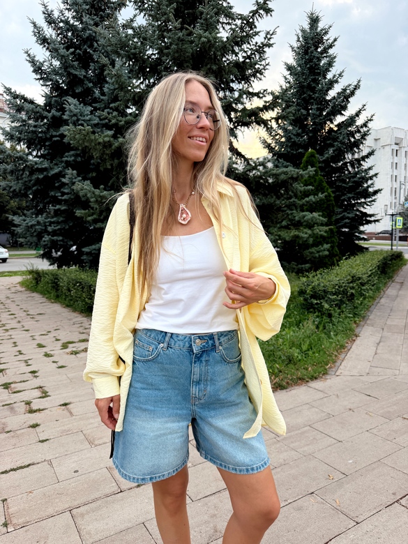 Рубашка из вискозы цвета освежающего лимона