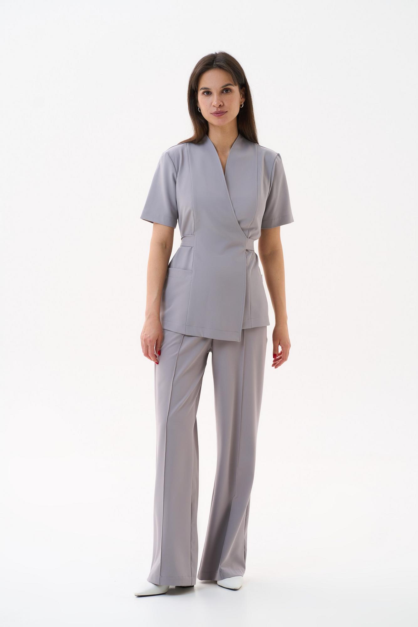 Классические брюки со стрелками светло серые KL 309